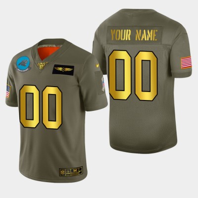 Carolina Panthers Custom Men's Nike Olive Gold 2019 Salute to Service Limited NFL 100 Jersey
